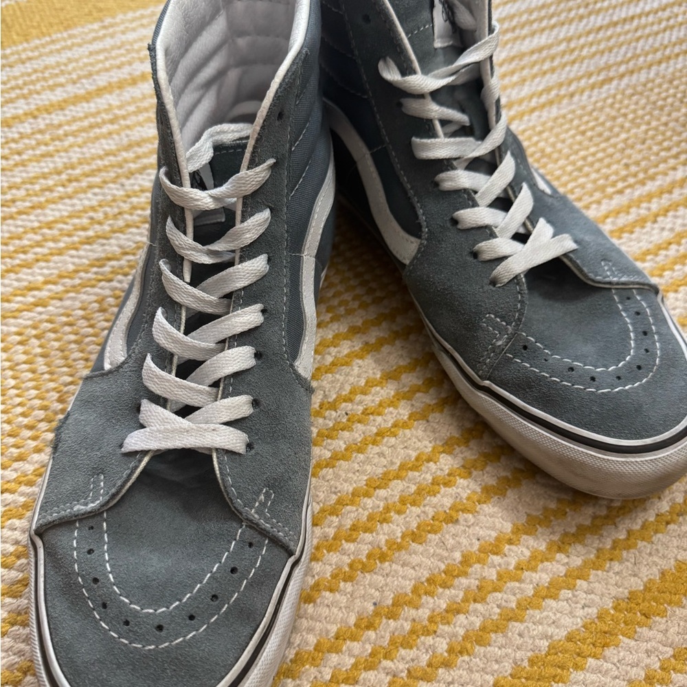 Vans Men's Charcoal and White High-Top Sneakers